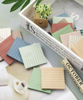 16 Pack Lined Sticky Notes 3 By 3 Inches Ruled Memo Pads With Super Sticky Power In Vintage Colors scattered on a desk