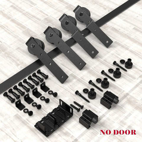 4 Foot Mini Bypass Barn Door Hardware Kit For Two Doors With Premium Carbon Steel Track and screws on display