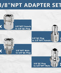 Pressure washer quick-connect kit, 4-piece stainless steel GDTOOLY adapters, 3/8 in NPT and QC, male/female