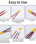 Steps to use 102 Pcs Wire Nut Connectors Kit with yellow cap and red wires for secure connections.