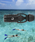 First Stage Scuba Regulator For Underwater Diving Gear With Low Resistance Yoke And Aluminum Alloy Body over ocean background