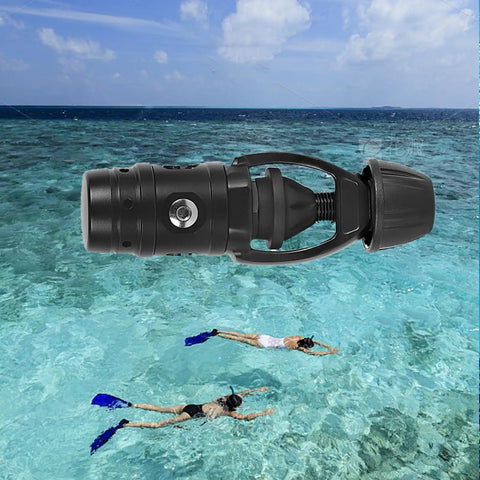 First Stage Scuba Regulator For Underwater Diving Gear With Low Resistance Yoke And Aluminum Alloy Body over ocean background