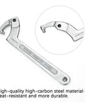 4 Piece Adjustable Spanner Wrench Set With Round Head Hooks, C Pin Wrenches for machines, vehicles. Movable head, steel material.
