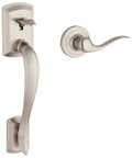 Avalon Front Door Handleset No Lock With Exterior Entry Lever And Reversible Interior Handle, Satin Nickel Finish, Nonlocking Design