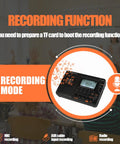 Compact Digital Shortwave Radio With AM FM SW Bands showing recording modes with TF card requirement.
