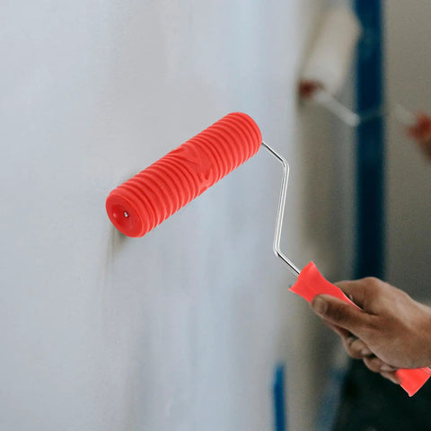 Kick Some Serious Flair Into Your Walls Using This Heavy Duty Ceiling Texture Roller With A Sturdy Plastic Handle To Nail That Perfect Straight Grain Pattern On Drywall Today in use on a wall.