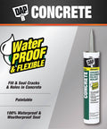 Dap concrete and mortar filler and sealant in gray tube for interior and exterior, waterproof and flexible, text details on side