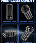 24 Pack Black XL Spline Lug Nuts M14x1.5 For 6 Lug Aftermarket Wheels With 60 Degree Conical Bulge Seat Closed End