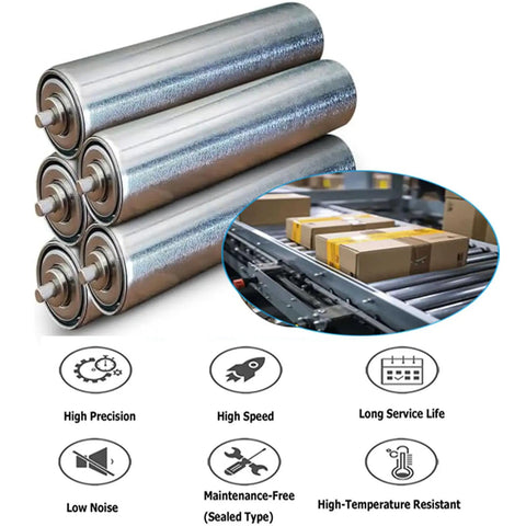 Heavy Duty 2 Inch Stainless Steel Conveyor Rollers With Galvanized Ends For Woodworking Feed Tables 18 Inch Long Five Pack