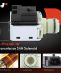 4L60E And 4L65E Shift Solenoid Valve Set Of 2 For Automatic Transmissions, Top Notch Replacement Solenoids For Cadillac Escalade Suburban Tahoe Avalanche Blazer Astro Caprice Fleetwood And Other GM SUVs, black and white transmission shift solenoid close-up
