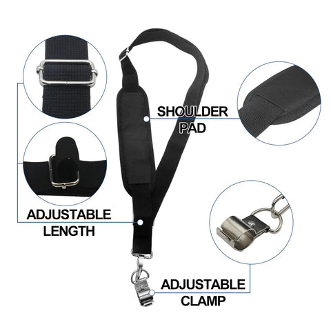 Universal Shoulder Strap for String Trimmers and Outdoor Power Tools, Adjustable Nylon Harness With Upgraded Metal Clip showing details