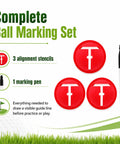 Impact Ball Liner Golf Kit With Ball Marker Pen And 3 Pack Marker Stencils For Precise Putting Easy Ball Alignment package contents