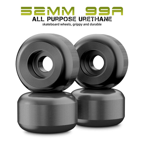 52mm black urethane skateboard wheels from Skateboard Trucks And Wheels Starter Kit For 7.75 To 8 Inch Decks.
