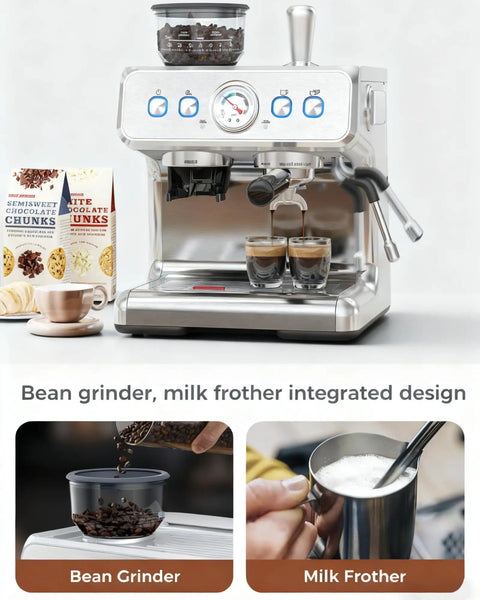 Game Changing 20 Bar Espresso Coffee Maker With Integrated Conical Burr Grinder And Automatic Milk Frother for smooth brews.