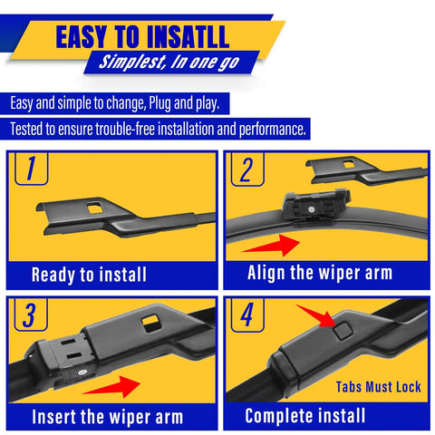 Easy step-by-step installation guide for Heavy Duty Front Windshield Wiper Blades For Tesla Model 3 And Model Y.