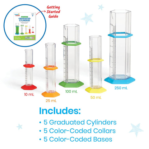 Hands On Starter Science Graduated Cylinders Set For Kids Clear Plastic Kid Friendly Lab Measuring Tools Educational Kit