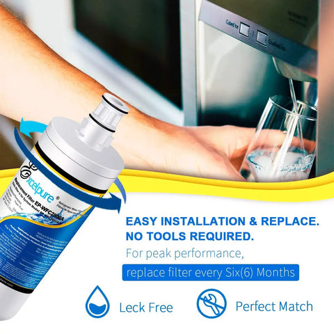 Under Sink Water Filter Replacement For Filtrete 3US-AF01 And 3US-AS01 And Whirlpool WHCF Series, person filling glass with filtered water