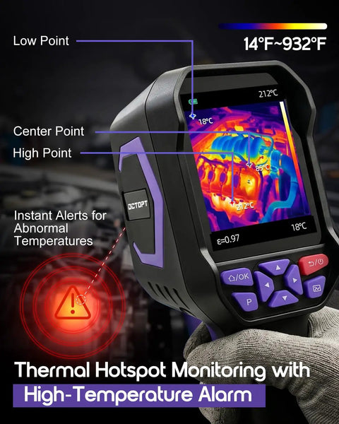 Pro Grade Thermal Imaging Camera With 240 X 240 IR Resolution And Heat Vision Clarity Two Point Eight Inch LCD Screen Less Than 50 mK Sensitivity And Smooth 25 Hz Frame Rate For Fast On Site Heat Detection handheld thermal camera with alert screen