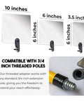 Three sizes of inspection mirrors with threaded adapters for 3/4 inch poles, compatible for extending reach in various tasks.