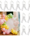 Go-To 10 Pack Large Balloon Arch Clips 3.5 Inch Transparent Spring Clamps for Balloon Arches Backdrops Crafts Heavy Duty Holders for Birthday Parties Photo Studios Clear next to colorful balloon arch