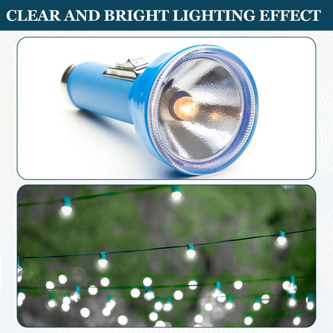 5 Pack Kickass E10 Screw Base LED Bulbs With Sweet Bright White Glow For Flashlights Dash Gauges Mini Switches Hobby Circuits And Tiny Electronics Built Badass Strong And Totally Plug And Play Ready, showing a blue flashlight with bright light.