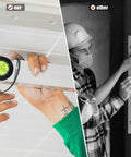User holding 4pcs Acrylic Cylindrical Mini Spirit Level Tool for Precise Measuring for accurate leveling on a ceiling.