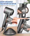 Supersonic Hair Dryer Holder For Dyson Supersonic Aluminum Alloy Bathroom Organizer Bracket with magnetized nozzle in use.