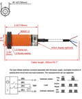 Capacitive Proximity Sensor Switch M30 1-20mm Detecting Range, 10-30V DC 200mA, NO NC, 4 Wire, 30mm Mount, 200cm Cable, technical diagram
