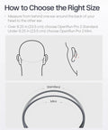 Instructions for choosing size for Next Level Open Ear Bone Conduction Bluetooth Sport Headphones in Black.