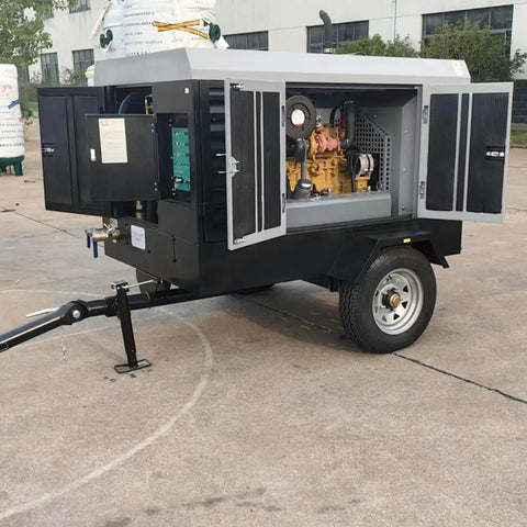 Heavy Duty High Output Electric Mobile Screw Air Compressor Delivering 10 To 24 Cfm For Tough Construction Mining And Quarry Drilling Jobs Custom Industrial Design With Fast Air Supply And Reliable Performance