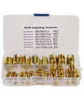 50 Pieces Self Tapping Thread Inserts Kit For Metal And Plastic Repair No Tap Needed M3 To M12 Includes Install Tool Screw Bushing Set Easy Quick Install Durable Thread Repair gold inserts in compartment box