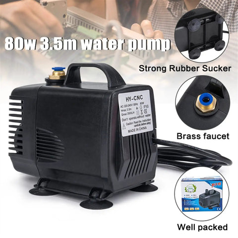 Plug And Play Badass 1500W Water Cooled Spindle Motor For Cnc Router Machine Paired With Smart Vfd Inverter Full Cooling Pump Rig And Complete Er11 Collet Kit 24000 Rpm Smooth Power 80W water pump with strong rubber sucker and brass faucet.