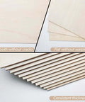 Front view: Basswood sheets, 12x12 inches, 1/8 inch thick, smooth and flat, 12-pack for crafts and laser cutting