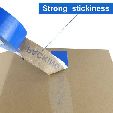 Blue Heavy Duty Duct Tape 9 Mil Thick 2 Inch By 30 Yard Roll Waterproof Tear By Hand Adhesive Industrial Strength Built Tough Yet Flexible For Indoor Outdoor Repairs Patch Holes Seal Cracks No Residue Multi Use on cardboard