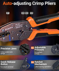 Heavy Duty Crimping Tool Kit For Insulated Terminals And Wire Connectors With Ratchet Crimper Covering AWG 20 To 10 close-up view
