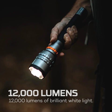 12,000 Lumen Handheld Flashlight With 5 Lighting Modes USB-C Rechargeable Waterproof Tactical Floodlight for outdoor adventures