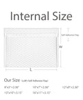 Diagram showing internal and external sizes of navy side-loading bubble mailers for Navy Side Loading Bubble Mailers 13 X 10 Inches Self Seal Padded Envelopes 27 Pack Lightweight Matte Coated Cushioned Mailers For Quick No Fuss Shipments Side Opening Durable Colorful Packaging Supplies.