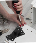 Assembly of Heavy Duty 360 Degree Hidden Door Pivot Hinge for Concealed Cabinets, stainless steel, on a wooden surface.