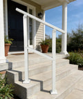 Rock Solid Galvanized Steel Stair Railing With Adjustable Outdoor Handrail Designed For One Or Two Steps Featuring Corrosion Resistant Finish And Quick Install For Front Porches on two concrete steps.