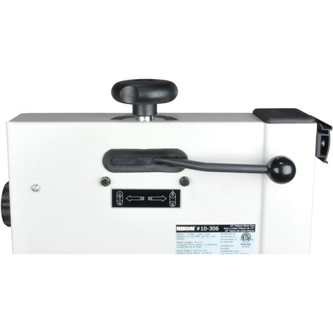 Heavy Duty Ten Inch Deluxe Bandsaw Featuring Half Horsepower Motor And Rock Solid Cast Iron Table control panel showing adjustable settings.