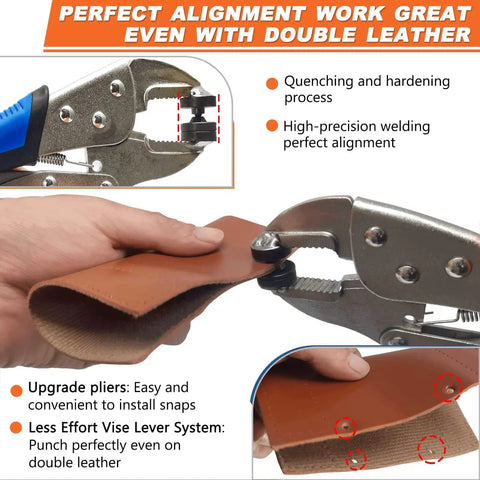 Marine Snap Fasteners Kit With 60 Stainless Steel 15mm Snaps And Pliers for double leather installation