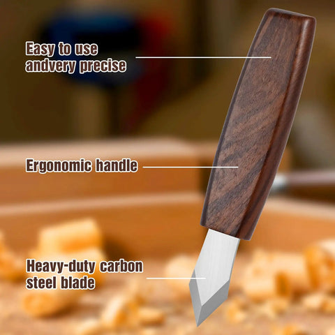 Dual Beveled Wood Marking Knife With Bombproof Beech Handle And Hella Sharp Vanadium Steel Core showcasing ergonomic handle and sharp blade.