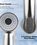 Heavy Duty Pull Out Spray Wand Replacement For Kitchen Faucets With Slick Super Steel Finish RustProof Construction Double O Ring Seal smooth nozzle detail