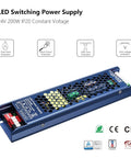 Beefy 24V 200W Constant Voltage LED Driver Power Supply with Four Gear Dimming IP20 Protection with safety icons