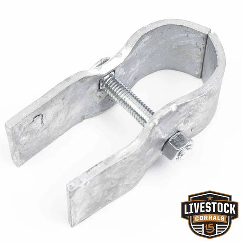 Heavy Duty Galvanized Horse Panel Clamp, 1-5/8 inch size, metal connector for livestock fencing, detailed view.