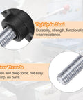Close-up of tightly-in stud and clear threads on Straight Up Four Pack Tee Wing Knobs With M10 Thumb Screws.