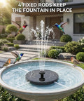 Sun Powered Bird Bath Fountain Pump 1.4W Upgrade With 7 Nozzles in action with birds around in garden setting