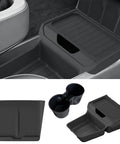 Tesla Model Y Juniper Standard Center Console Organizer Set With A Badass Wireless Charging Pad and cup holder insert, TPE material