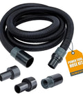 Dust Collection Hose Kit 10 Ft With Five Fittings For Woodworking Tools And Home Shop Vacs And Wet Dry Vacuums Fits 1 Inch and 1-1/2 Inch Ports Screw On Adapters For Easy Connection