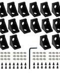 16 Piece Black 2020 Series Aluminum Extrusion Connector Kit With 16 2028 Corner Brackets 32 T Slot Nuts And M5 Hex Bolts For 6mm Slot 20S Aluminum Rails